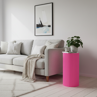 Seitentisch / Säule Zylinder - MDF - Neonrosa - 30x65 cm