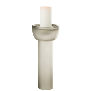 Vase / Kerzenhalter Yara aus Glas in Hellgrau – Elegantes Wohnaccessoire von J-Line, 38 cm