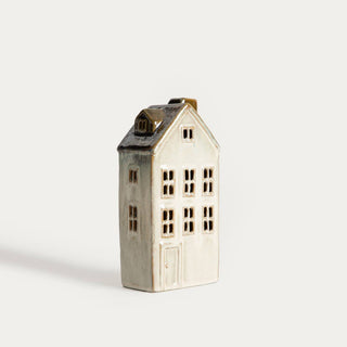 LED-Dekor | VILLAGE | breites graues Stadthaus | 14,3x9,1x18,1 cm