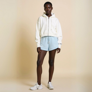 Crop Hoodie mit Reißverschluss "GGBH" - Weiss