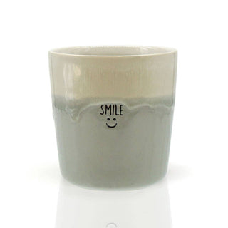 Mea Living Becher „Smile“ – Steingut Tasse Grau – 280 ml – Handgemacht Geschenkidee
