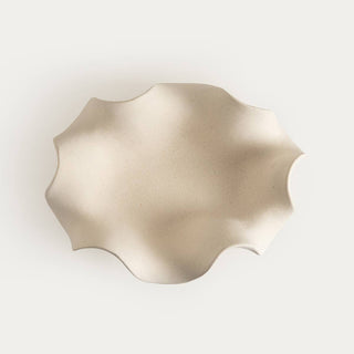 Dekoratives Tablett | EVANIA | mit wellenförmigem Rand, beige
