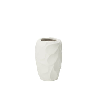 J-Line Vase Mirena Klein Weiß – Runde Design Keramikvase 32 cm für stilvolle Wohndekoration