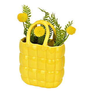 Vase Handtasche aus Keramik, Gelb (B/H/T) 18x25x10cm