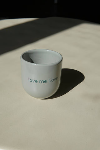 Kaffeebecher Keramik „Love me love“ türkis