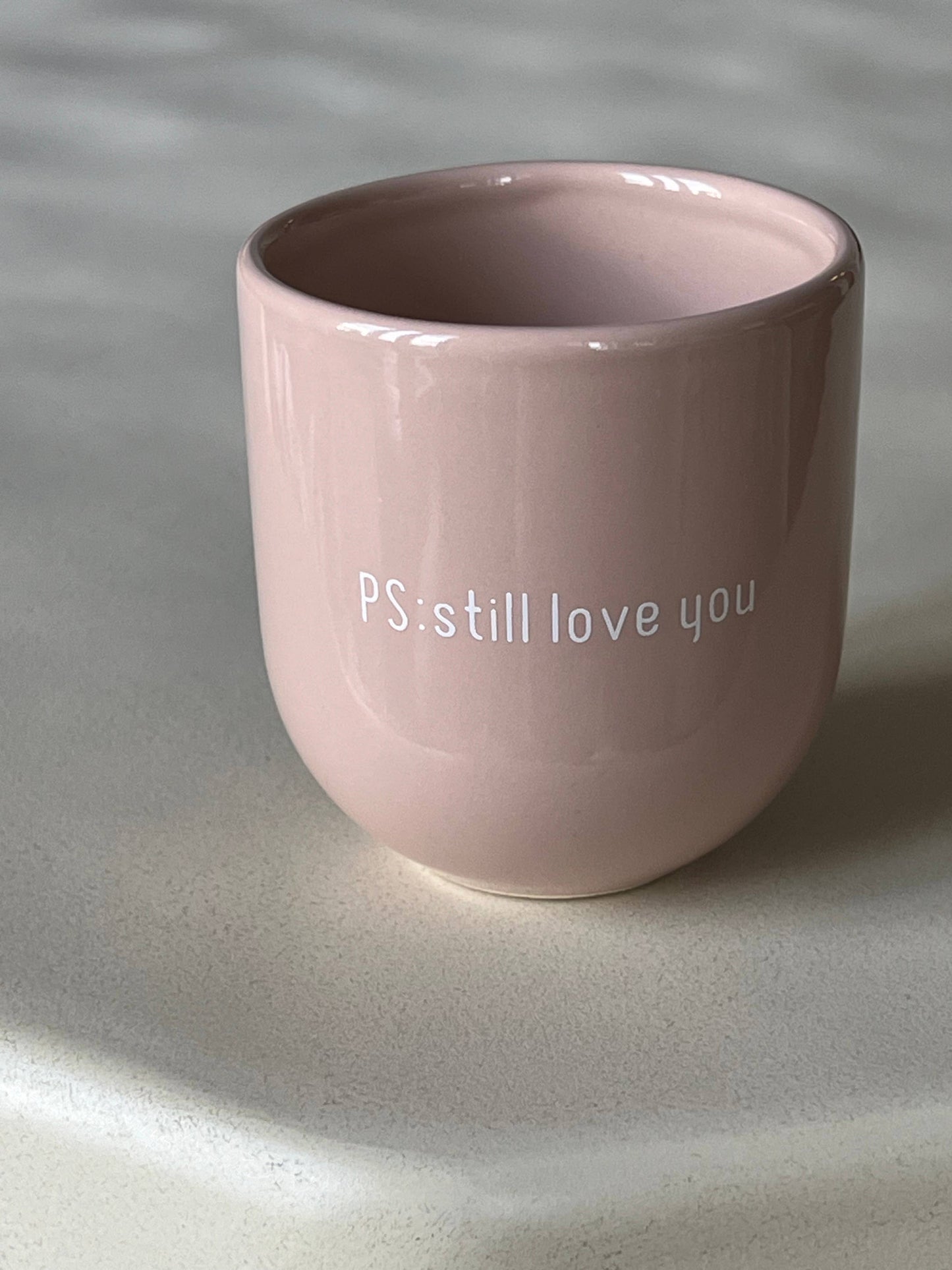 Kaffeebecher Keramik "Ps: Still Love You" rosa