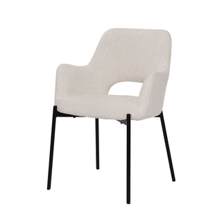 Skandinavischer Bouclé Stuhl – Moderner Designstuhl mit schwarzem Metallgestell | SIT Möbel (2er Set)
