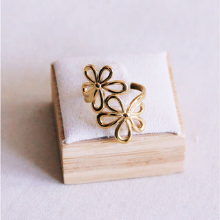 Goldfarbener Statement-Ring – verstellbar, Größe 7 (17,3 mm) aus Edelstahl von Bazou