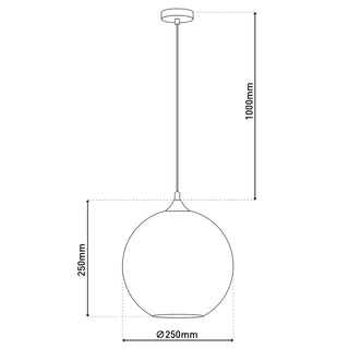 Pendelleuchte "VASO", Kugellampe Glas, Hängelampe, Metall und Rauchglas in Anthrazit, E27-Fassung, für Esszimmer, Wohnzimmer, Diele oder Büro, mit einem Øvon 25 cm