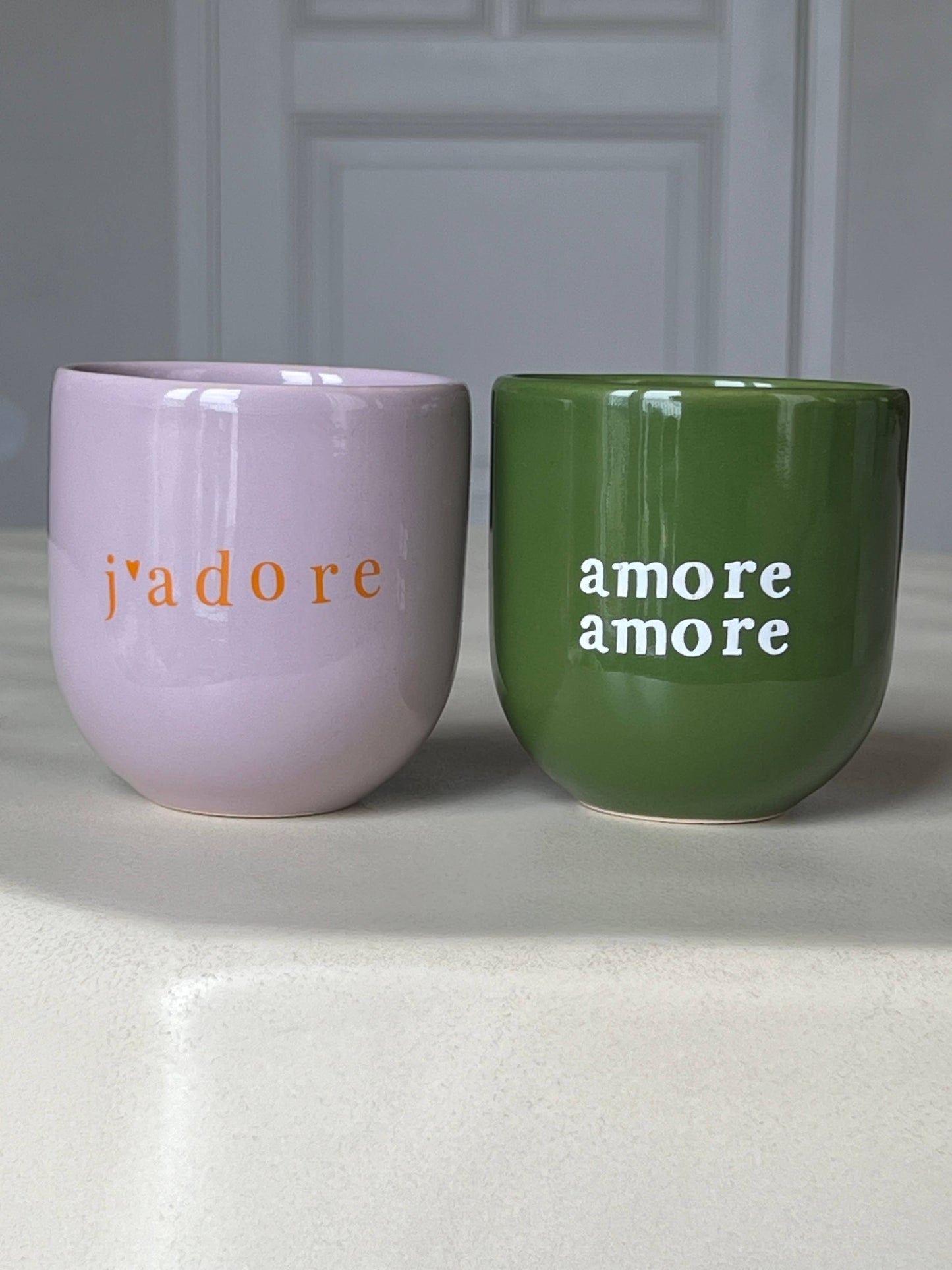 Kaffeebecher Keramik "Amore Amore" grün