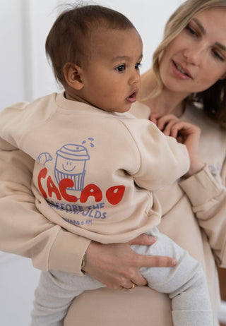 Mini Sweatshirt “Cacao before Chaos” beige