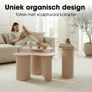 Mica Decorations Lux Beistelltisch Set Braun – 3er Set Organische Couchtische aus Eisen – Moderne Design Satztische
