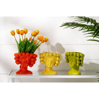 Blumentopf Lime Girl aus Keramik in Grün – Moderner Design-Blumentopf von J-Line Ø 16,5 cm