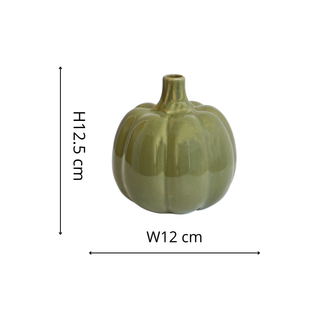 Kürbisvase aus Keramik – Orange oder Salbeigrün, 12,5 cm H12,5cm D12cm
