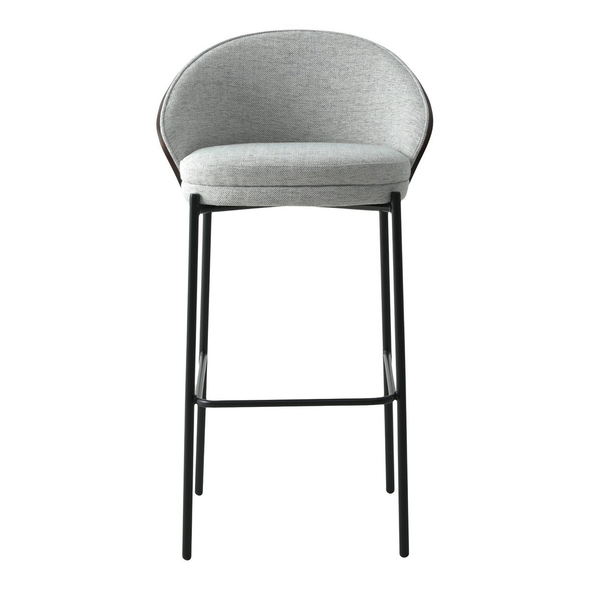 Canelas Bar Chair – Barstuhl, hellgrau mit dunkelbrauner Rückenlehne und schwarzen Beinen – 2er-Set