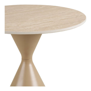 Annecy Beistelltisch Ø50 cm – Moderner Design Beistelltisch mit Keramikplatte in Travertin-Optik & Stahlgestell