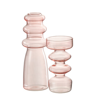 Kleine Glasvase Rosa – Schlanke Designvase 21 cm von J-Line