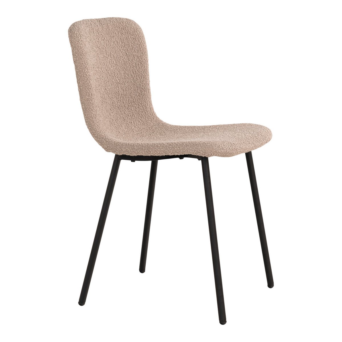 Halden Dining Chair – Esszimmerstuhl aus Bouclé, beige mit schwarzen Beinen, HN1233 – 2er-Set