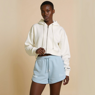 Crop Hoodie mit Reißverschluss "GGBH" - Weiss