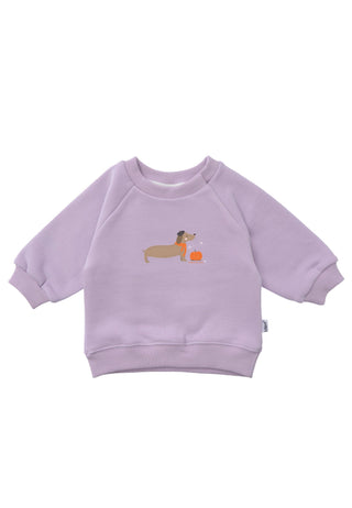 2tlg. Set mit Sweatshirt in flieder mit Print "Dackel" und Leggings