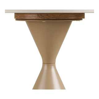 Annecy Beistelltisch Ø50 cm – Moderner Design Beistelltisch mit Keramikplatte in Travertin-Optik & Stahlgestell