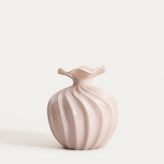 Vase | AURELIA | mit gewelltem Rand beige