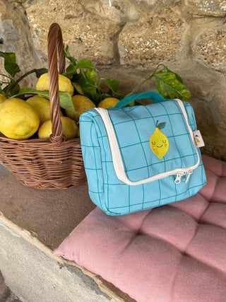 Kinder Kulturbeutel mit Spiegel „Mandarific“ – Rosa Reise Waschtasche mit Fächern | Kosmetiktasche für Kinder