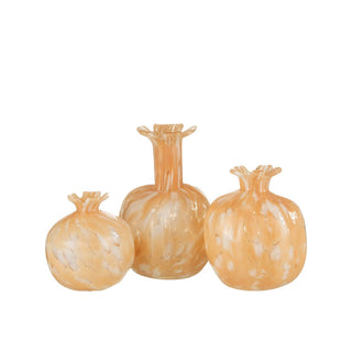 Glasvase Beige 23 cm – Moderne Dekovase Rund 14 cm – J-Line