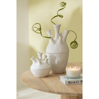 Vase Korallenton Weiß Groß – Keramikvase von J-Line | Moderne Deko Vase 29,5 cm