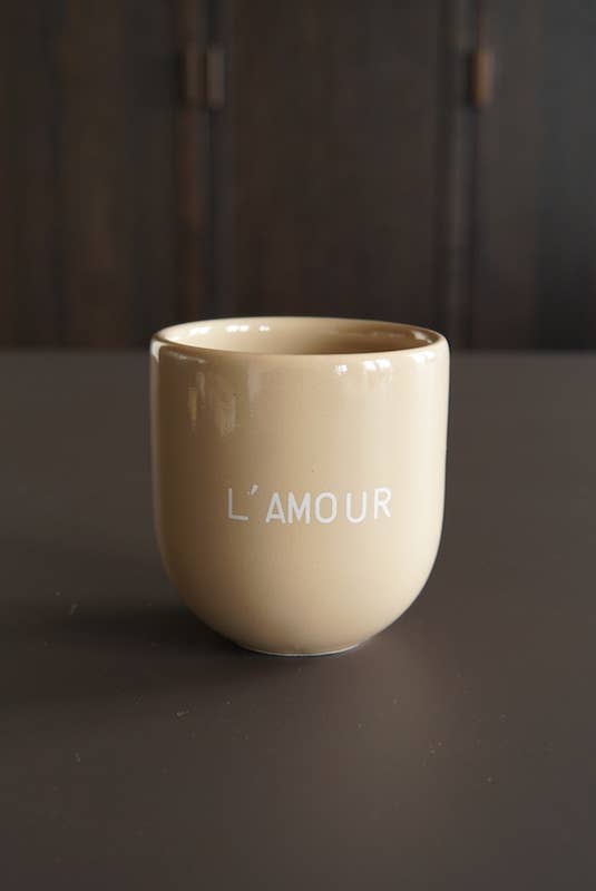 Kaffeebecher Keramik  "L'amour" beige