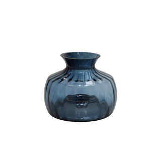 Vase The World – Mundvase aus Glas in Blau (Ø 18,5 x H 14,5 cm)