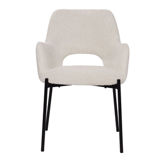Skandinavischer Bouclé Stuhl – Moderner Designstuhl mit schwarzem Metallgestell | SIT Möbel (2er Set)