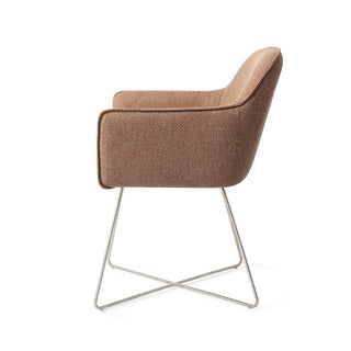 Jesper Home Hofu Esszimmerstuhl mit Armlehne – moderner Polsterstuhl in Braun & Beige