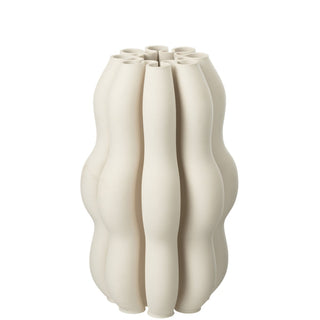 Große Vase Naos aus Keramik in Beige – Zeitlose Design-Vase von J-Line 40 cm hoch