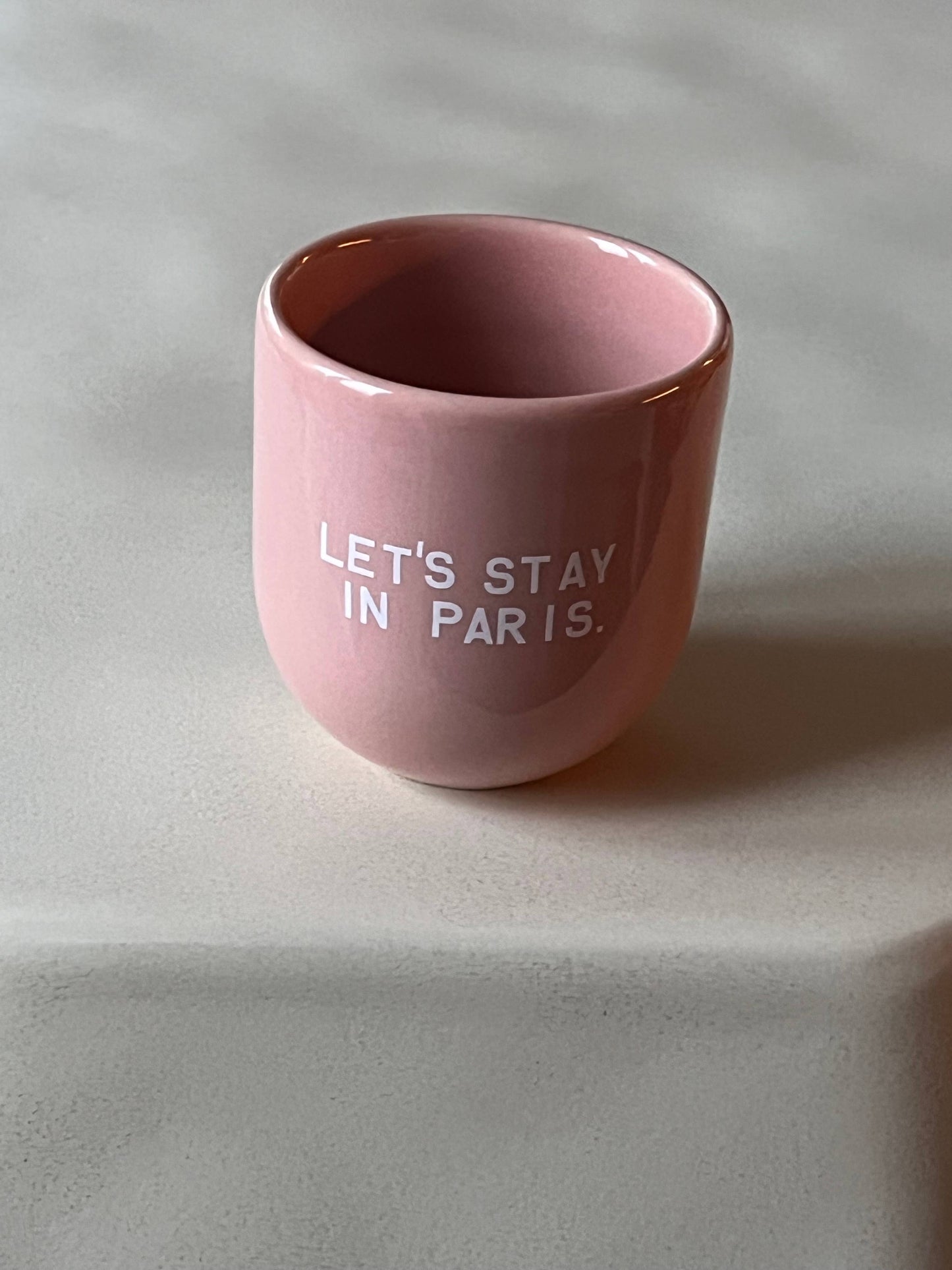 Kaffeebecher Keramik "Let's stay in Paris" rosa