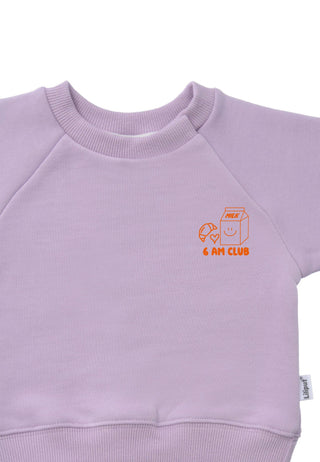 Mini Pullover “6 am Club” Sweatshirt flieder