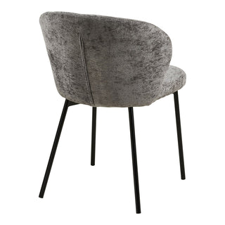 Roanne Dining Chair – Moderner Esszimmerstuhl Grau mit schwarzen Metallbeinen | Polsterstuhl Küche & Esstisch – 2er-Set