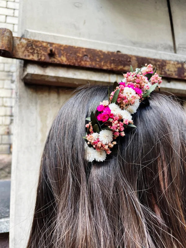 FLOWERCROWN Blumenhaarreif PINKE PAULINE Trockenblumen