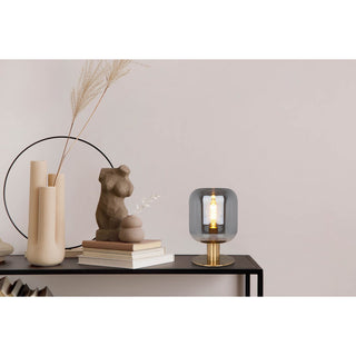 Tischleuchte Alessio – Rauchglas & Gold, 30 cm, E14
