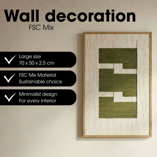 Wanddekoration Grün 70x50 cm – Modernes Wandbild Baumwolle mit grafischem Muster | Mica Decorations Wanddeko Wohnzimmer Schlafzimmer