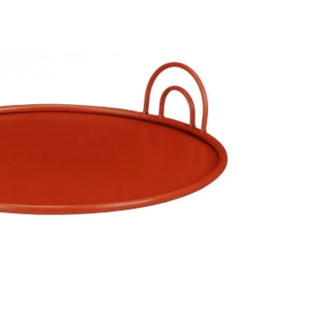 Tablett Set Rot mit Griffen – 3er Metall Tabletts aus Eisen