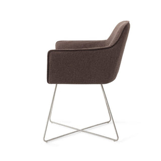 Jesper Home Hofu Esszimmerstuhl mit Armlehne – moderner Polsterstuhl in Braun & Beige