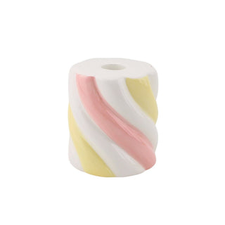 Candy Marshmallow Kerzenhalter – Bunter Kerzenständer im verspielten Marshmallow-Design | Housevitamin - Gelb/ Rosa/ Weiß - 8,5x8,5x9cm