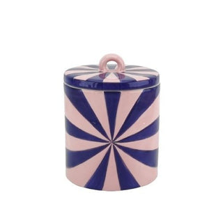 Candy Swirl Dekoglas mit Deckel – Buntes Aufbewahrungsglas im Wirbel-Design | Housevitamin - Pink/Violett - 11x11x14,5 cm