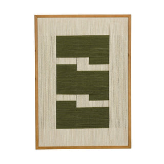 Wanddekoration Grün 70x50 cm – Modernes Wandbild Baumwolle mit grafischem Muster | Mica Decorations Wanddeko Wohnzimmer Schlafzimmer