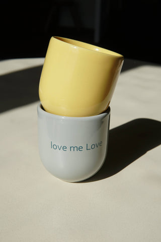 Kaffeebecher Keramik „Love me love“ türkis