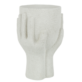 J -Linie Blumenpot -Hände - Zement - Weiß - groß - Ø 14 cm