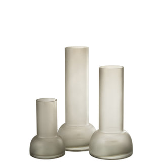 Vase / Kerzenhalter Yara aus Glas in Hellgrau – Elegantes Wohnaccessoire von J-Line, 38 cm
