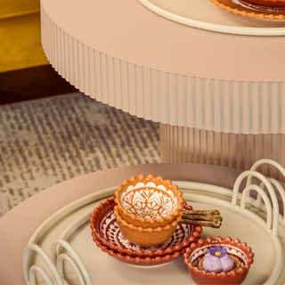 Mica Decorations Tablett Set 3er – Runde Metall Serviertabletts mit Griffen in Gebrochenem Weiß Ø30–42 cm