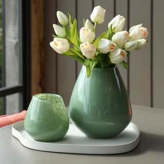Grüne Glasvase Tasman 20 cm – Handgefertigte Designer Vase aus dickem Glas | Vase The World